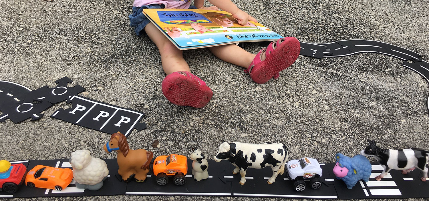 Playing with toys outside
